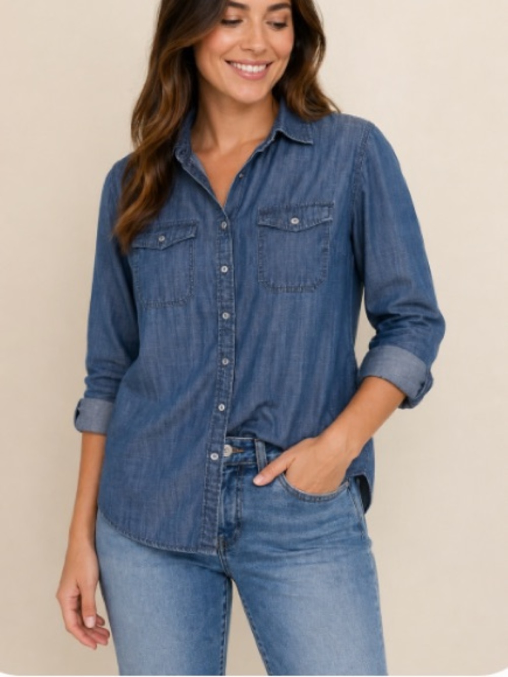 Talbots Denim Button Down Top